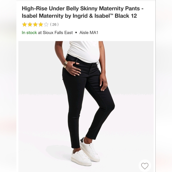 High Rise Side Panel Skinny Maternity Pant, Under Belly - Picture 1 of 3